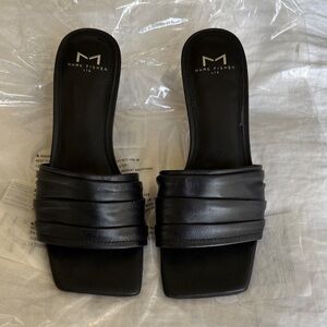 Marc Fisher Black Leather Mules